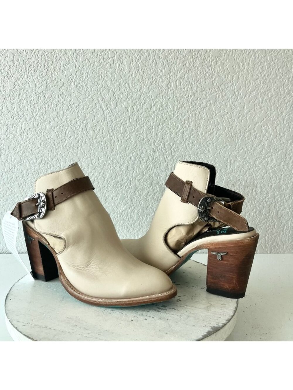 Lane HIGH NOON Womens Cowboy Booties Size 7 Putty Western Cowgirl Short Boots